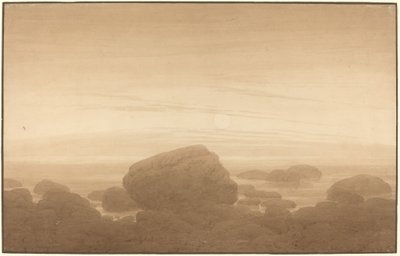 Wschód księżyca na pustym brzegu autorstwa Caspar David Friedrich