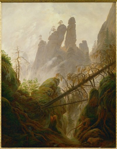 Skalisty krajobraz w Elbsandsteingebirge (obraz na płótnie) autorstwa Caspar David Friedrich
