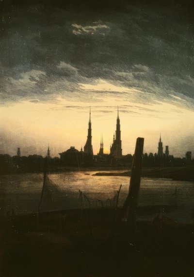 Miasto o wschodzie księżyca autorstwa Caspar David Friedrich