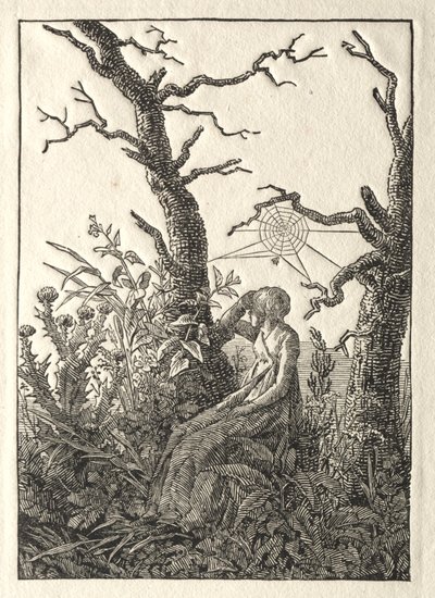 Kobieta z pajęczyną między nagimi drzewami, 1803. autorstwa Caspar David Friedrich