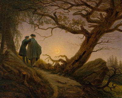 Dwóch mężczyzn kontemplujących księżyc, ca. 1825-30. autorstwa Caspar David Friedrich