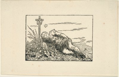 Młody mężczyzna leżący na grobie autorstwa Caspar David Friedrich