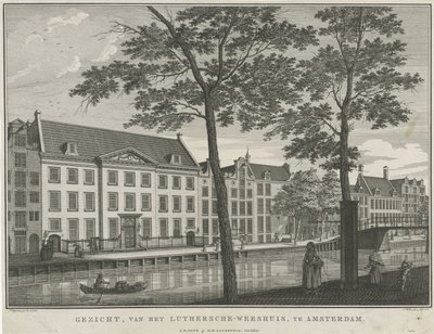 Widok na sierociniec luterański w Amsterdamie Widok sierocińca Luthersche w Amsterdamie (tytuł na obiekcie) autorstwa Caspar Jacobsz. Philips