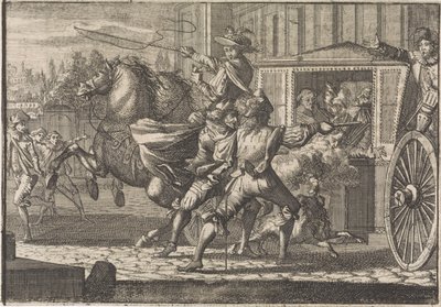 Atak na Nicolau Monteiro, przeora Cedofeity, na ulicach Rzymu autorstwa Caspar Luyken (attributed to)