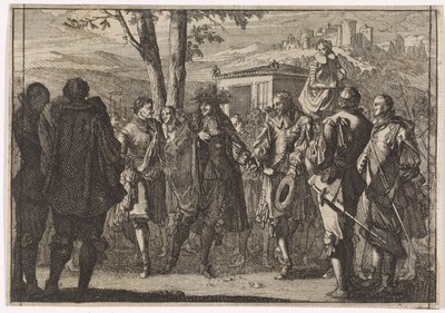 Król Karol I z Anglii zostaje schwytany przez angielskich żołnierzy, 1647 autorstwa Caspar Luyken (attributed to)