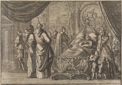 Łoże śmierci Ludwika XIII, 1643 autorstwa Caspar Luyken (attributed to)