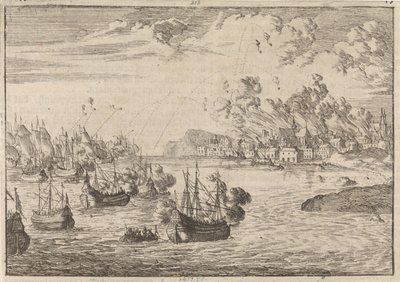 Bombardowanie Dieppe, 1694 autorstwa Caspar Luyken