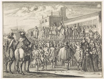 Przemówienie publiczne mistrza Godefroy Bousart w Arras autorstwa Caspar Luyken