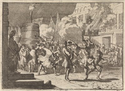 Radość w Paryżu z fałszywego raportu o śmierci Wilhelma III w bitwie pod Boyne, 1690 autorstwa Caspar Luyken
