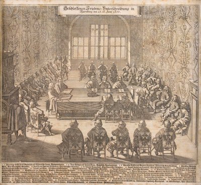 Ratyfikacja pokoju westfalskiego w Norymberdze 26 czerwca 1650 r. 1650 r. autorstwa Caspar Merian