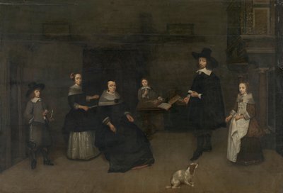 Scena rodzinna autorstwa Caspar Netscher (attributed to)
