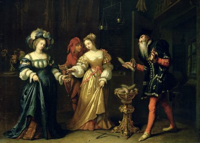 Zamaskowany Joker, 1668 autorstwa Caspar Netscher