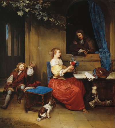 Zaloty autorstwa Caspar Netscher