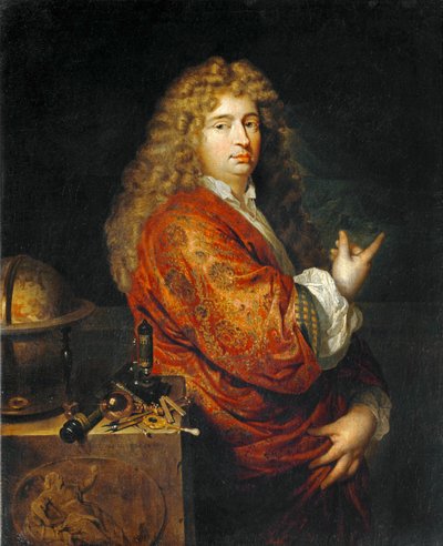 Nicolaes Hartsoeker, fizyk, projektujący łódź podczas sztormu. 1682 ... autorstwa Caspar Netscher