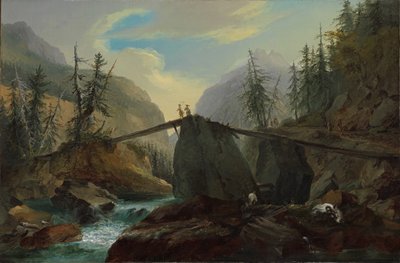 Drewniana kładka nad Lütschine koło Gsteig, 1774. autorstwa Caspar Wolf