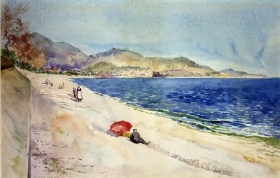Na plaży pod Promenadą Anglików, Nicea, Francja autorstwa Cass Gilbert