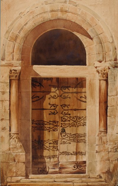Portal kościoła Nervy St. Sepulcher faksymilowa kopia rysunku E. Viollet Le Duc..., 1880. autorstwa Cass Gilbert