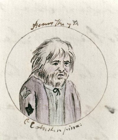 Henryk VII, ok. 1790 (pióro i atrament i toaleta na papierze) autorstwa Cassandra Austen