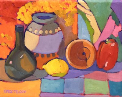 Radiant Table Top, 2024 (olej na płótnie) autorstwa Catherine J Martzloff