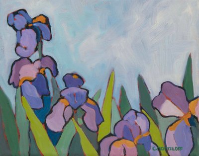 The Iris Fields, 2022 (olej na płótnie) autorstwa Catherine J Martzloff
