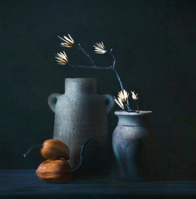 Nastrojowa jesienna martwa natura autorstwa Catherine Wang