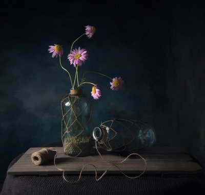Rustykalna martwa natura z stokrotkami autorstwa Catherine Wang