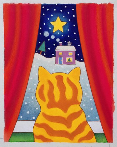 Kot przy oknie (wc na papierze) autorstwa Cathy Baxter