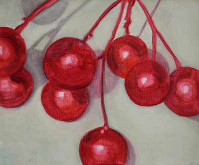 Wiśnie, 2013 (olej na papierze) autorstwa Cathy Lomax