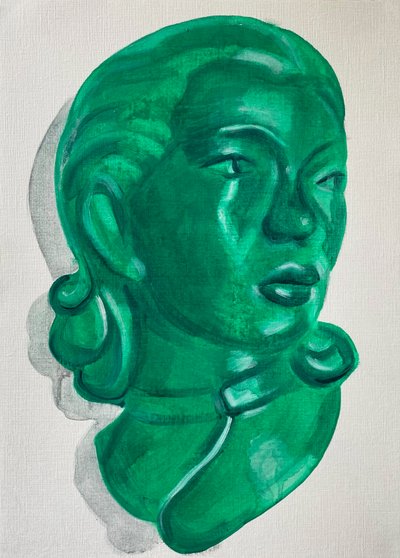 Conceal, 2021 (olej na papierze) autorstwa Cathy Lomax