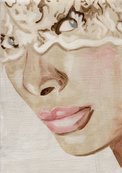 Koronkowa twarz, 2019 (olej i akryl na papierze) autorstwa Cathy Lomax