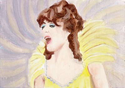 Myrtle (kostium Mardi Gras), 2024 (olej na papierze) autorstwa Cathy Lomax