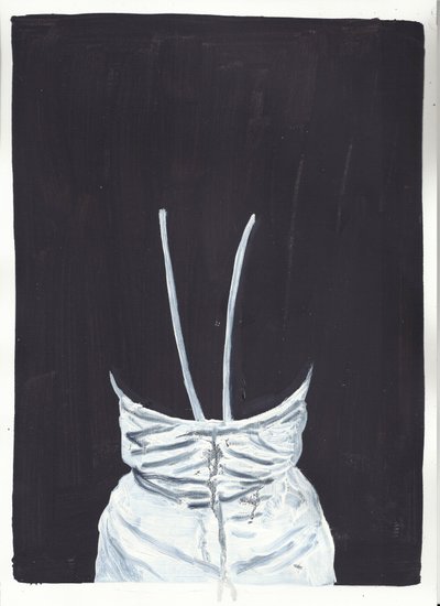 Dziewczyna na górze 1, tył, 2012 (olej i akryl na papierze) autorstwa Cathy Lomax