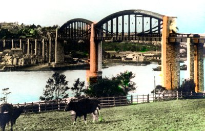Royal Albert Bridge, Saltash, Kornwalia, 1926. autorstwa Cavenders Ltd
