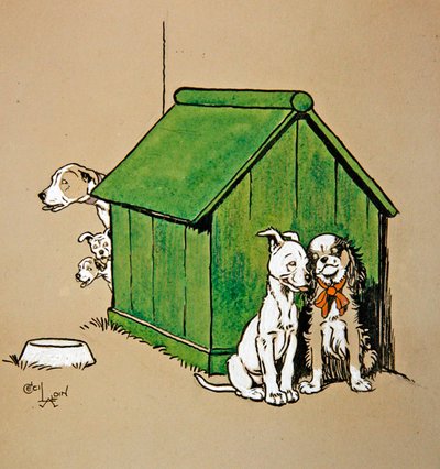 Zaloty (pióro i tusz z akwarelą na barwionym papierze) autorstwa Cecil Charles Windsor Aldin