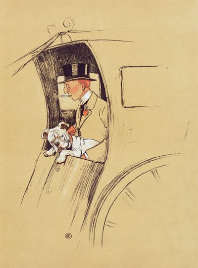 Hansom Cab (kreda i kredka na papierze) autorstwa Cecil Charles Windsor Aldin