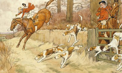 „Hoff - For a Five Pound Note”, ilustracja z Handley Cross autorstwa R. S. Surtees (pióro i atrament z akwarelą na papierze) autorstwa Cecil Charles Windsor Aldin