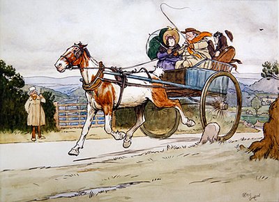 „Jeździłem starym Piebaldem”, ilustracja do The Pickwick Papers autorstwa Charlesa Dickensa autorstwa Cecil Charles Windsor Aldin