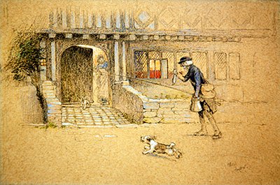 Powrót do domu (kolorowa kreda na papierze barwionym) autorstwa Cecil Charles Windsor Aldin