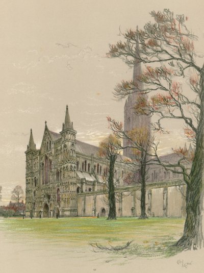 Katedra w Salisbury autorstwa Cecil Charles Windsor Aldin