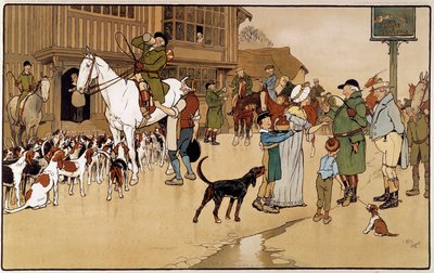Zatrzymaj się w karczmie podczas polowania na zające. Akwarela Cecila Aldina (1870-1935) autorstwa Cecil Charles Windsor Aldin
