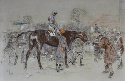 Wytypować zwycięzcę, gdy bukmacherzy wiwatowali, ok. 1920–25 (pastelowy) autorstwa Cecil Charles Windsor Aldin