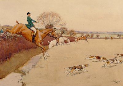 Up and Over (grafit, długopis i atrament oraz toaleta na papierze) autorstwa Cecil Charles Windsor Aldin
