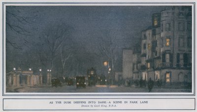 Gdy zmierzch zapada w ciemność – scena w Park Lane autorstwa Cecil King