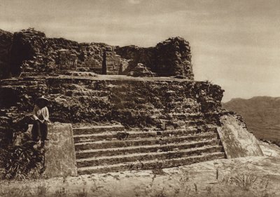 Meksyk: Tepoztlan, ruiny świątyni El Tepoztecatl (zdjęcie czarno-białe) autorstwa Cecile Seler Sachs