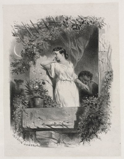 Na balkonie, 1842. autorstwa Celestin Francois Nanteuil