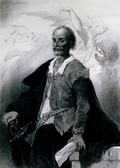 Portret Miguela de Cervantesa Saavedry (Alcala de Henares .) autorstwa Celestin Francois Nanteuil