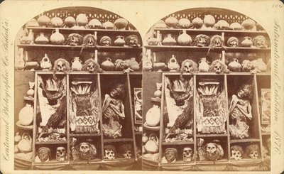 Peruwiańskie mumie i ceramika (stereografia) autorstwa Centennial Photographic Co.