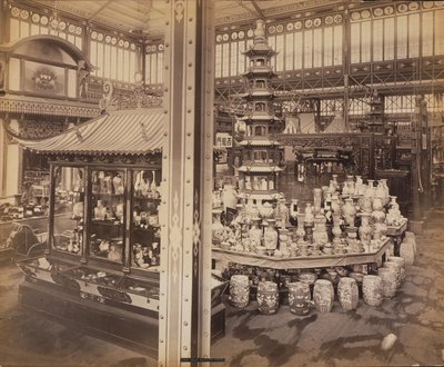 Widok na dwór chiński, budynek główny, wystawa stulecia, Filadelfia autorstwa Centennial Photographic Co.