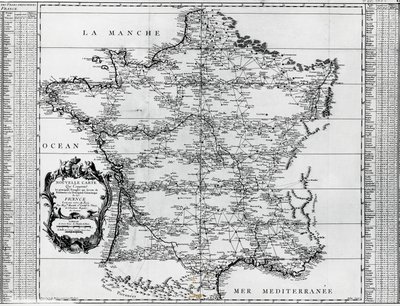 Mapa Francji, Giovanni Domenico Maraldi (1709-1788) i Cesar-Francois Cassini de Thury lub Cassini III (1714-1784), Francja autorstwa Cesar Francois Cassini de Thury