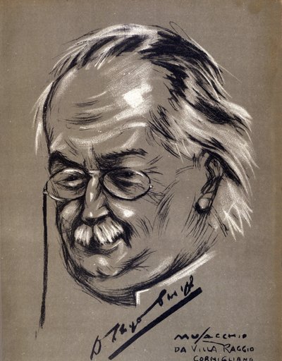David Lloyd George (1863-1945), polityk brytyjski. Karykatura Cesare Musacchio (ur. 1882) autorstwa Cesare Annibale Musacchio